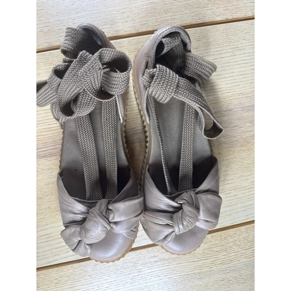 Fenty Puma by Rihanna Creeper Bow Sandal Beige‎ Leather Lace Up Platform